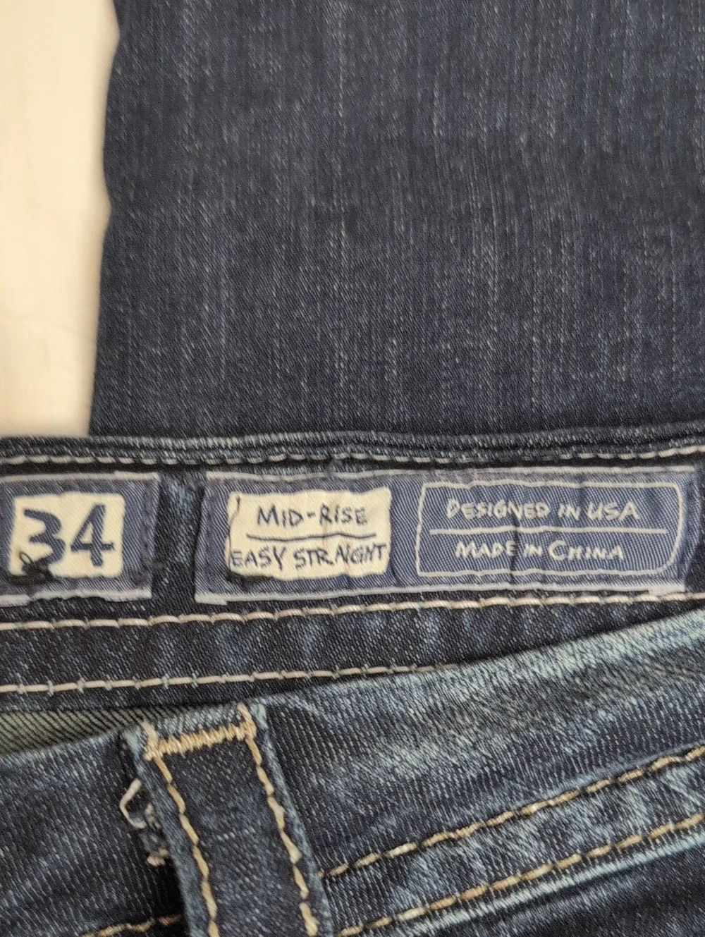 Miss Me Jeans Women’s 34 Easy Straight Dark Wash Rhinestone Embellished Stretch